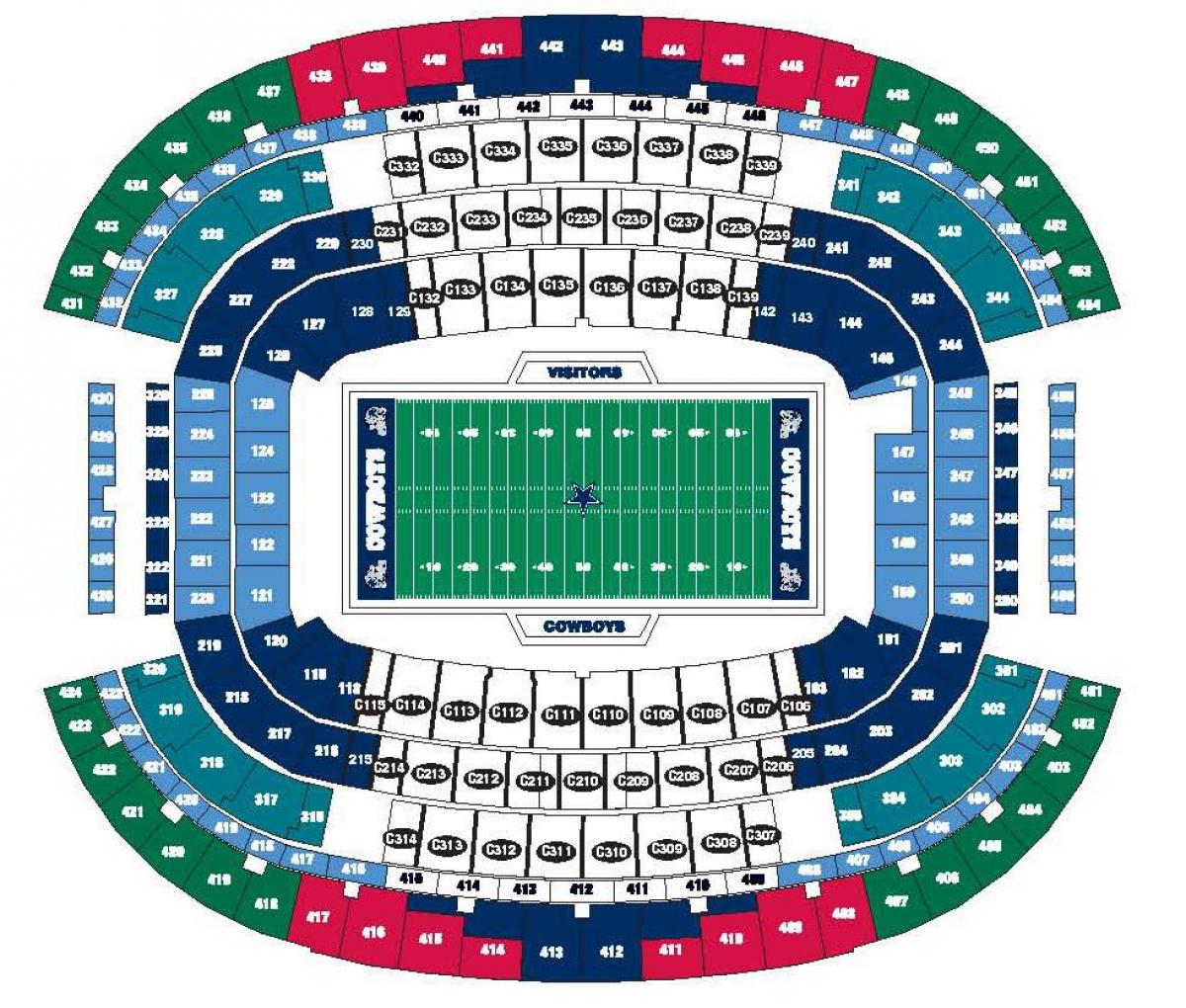 Het Cowboys-stadion kaart
