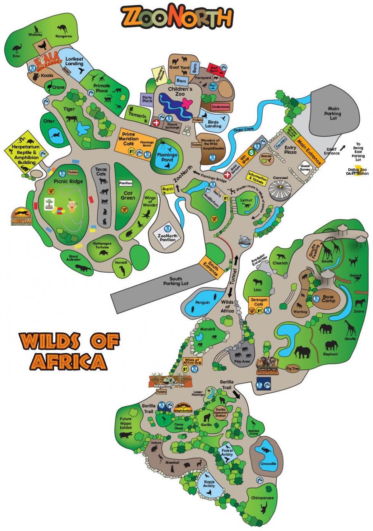 kaart van Dallas zoo