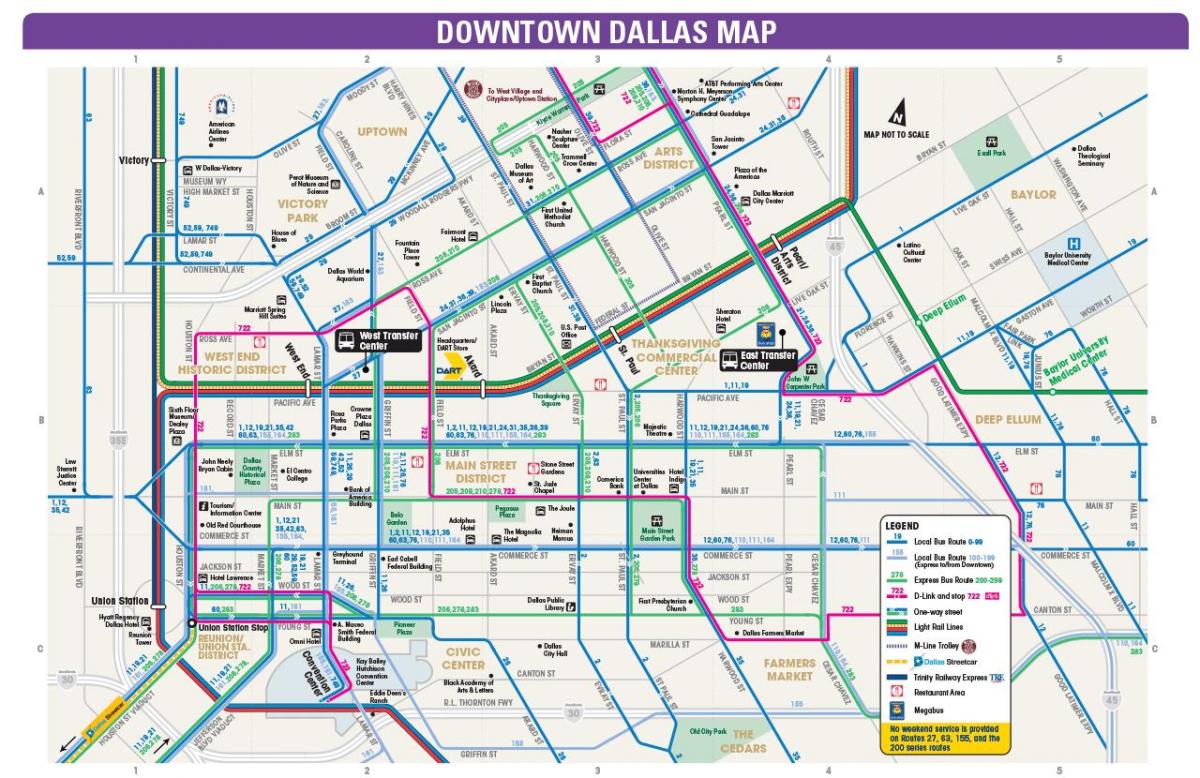 Dallas bus routes kaart