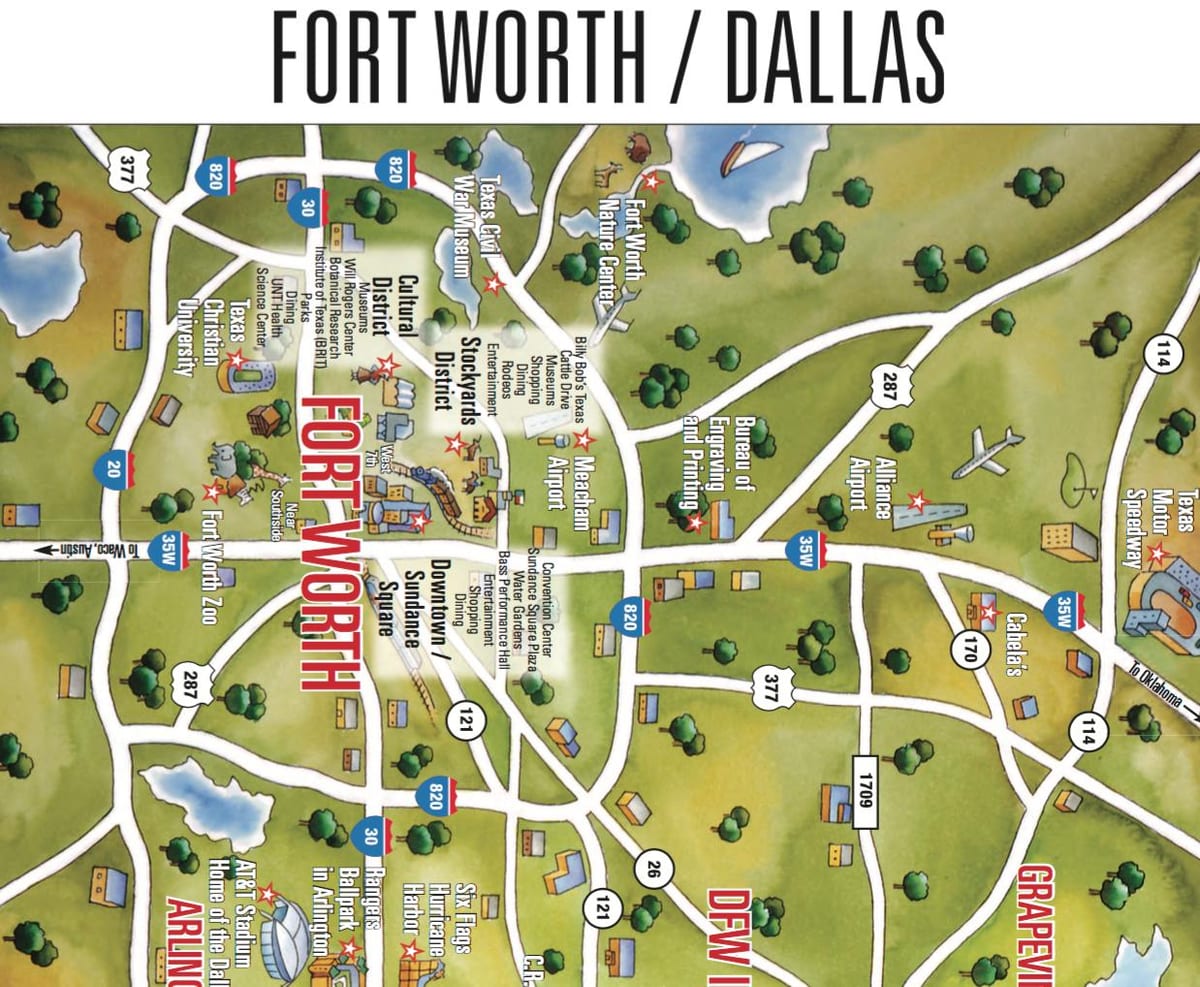 kaart van Dallas-Fort Worth