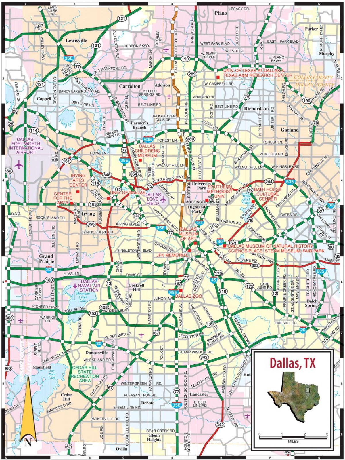 stad van Dallas-kaart