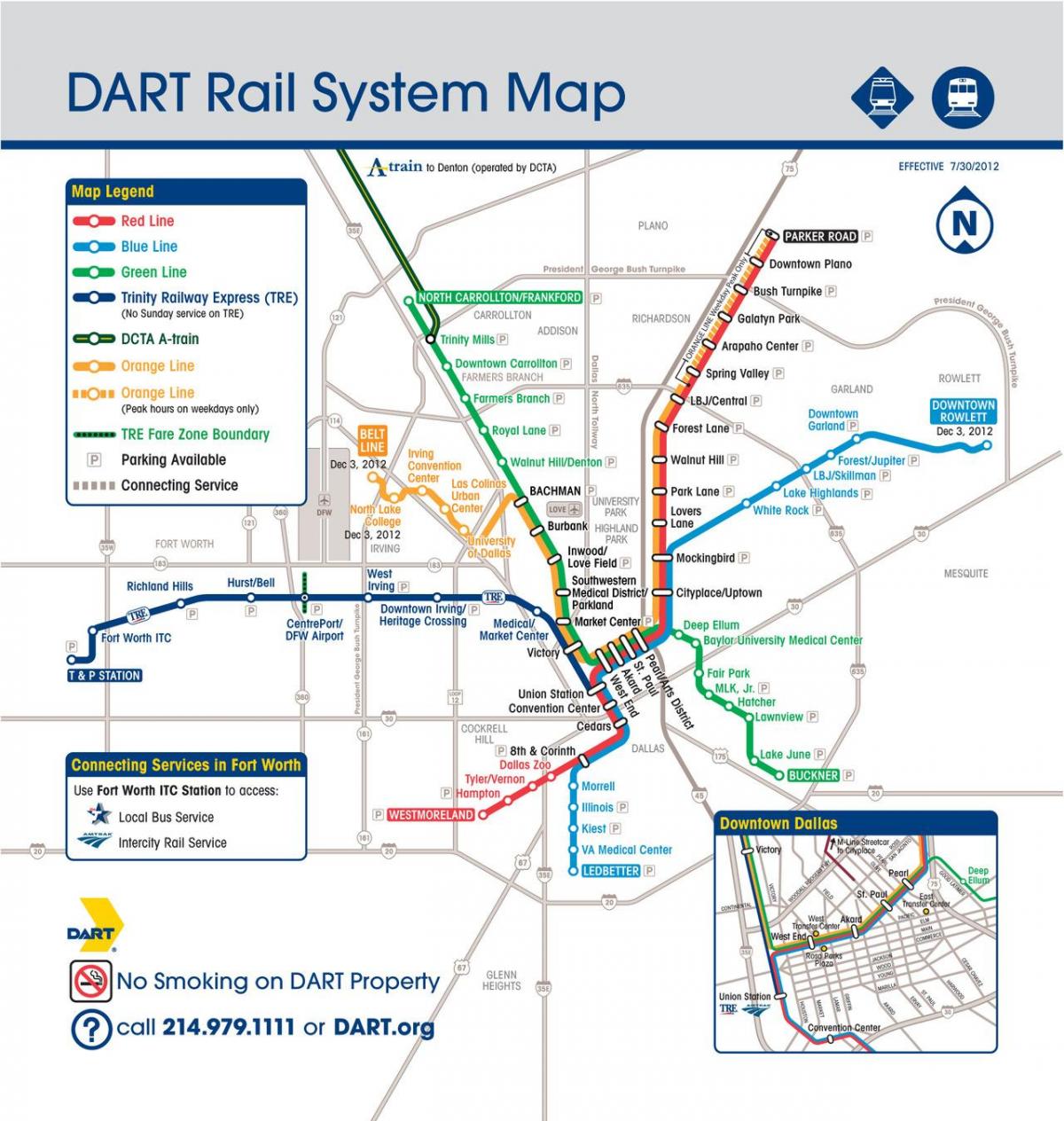 light rail Dallas-kaart