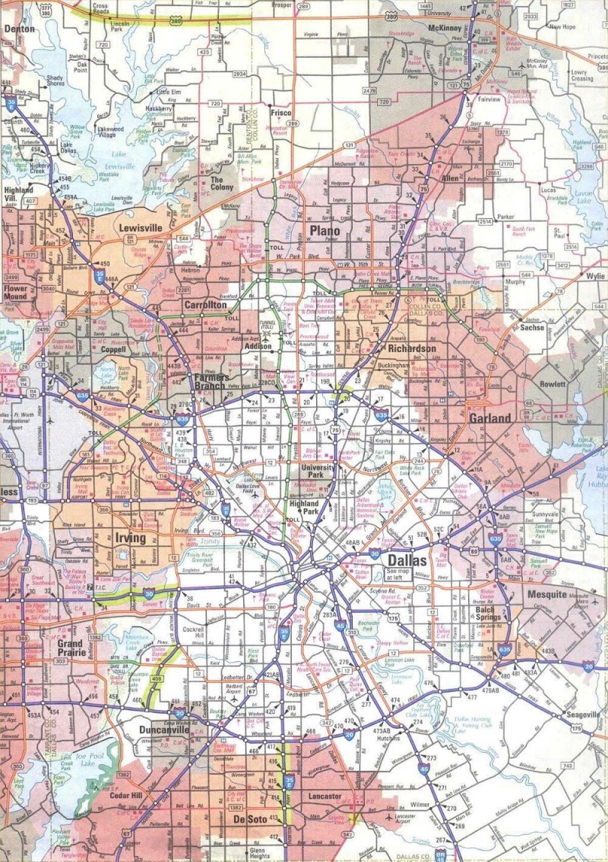 kaart van Dallas Texas