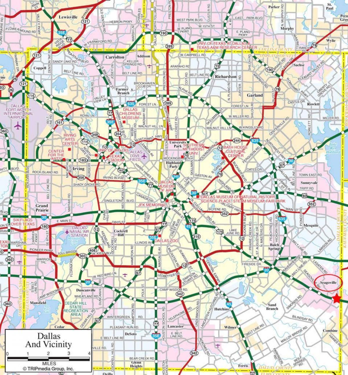 kaart van Dallas voorsteden