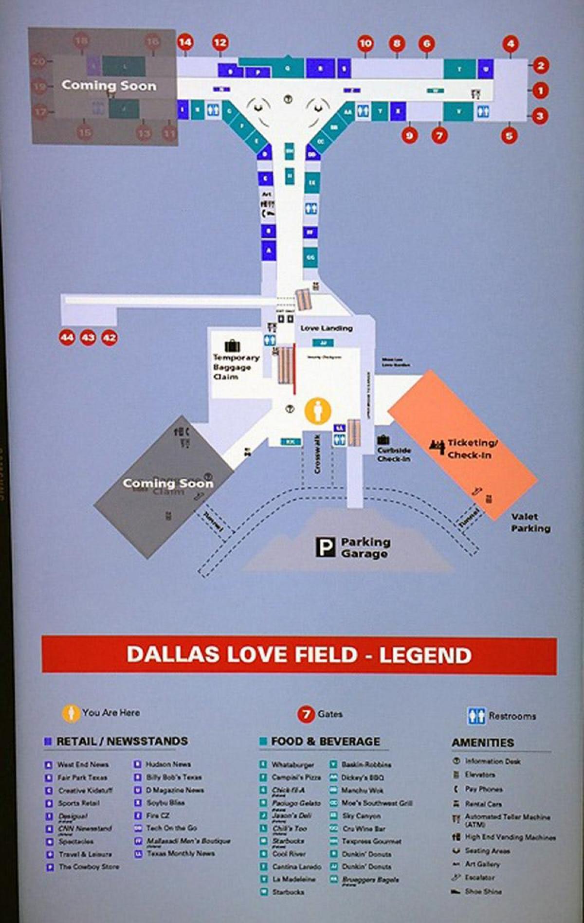 Luchthaven Dallas love field kaart