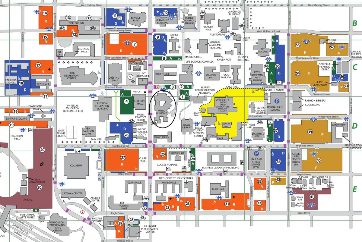 Universiteit van Noord-Texas, Dallas-kaart