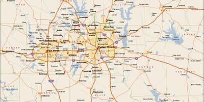 Dallas-Fort Worth metroplex kaart