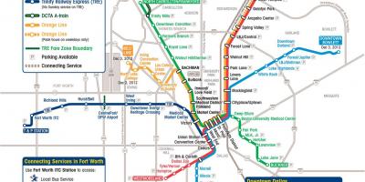 Light rail Dallas-kaart