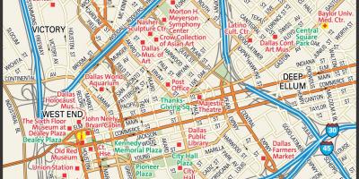 Kaart van het centrum van Dallas straten