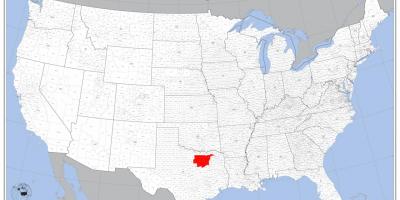 Dallas op een kaart van de verenigde staten