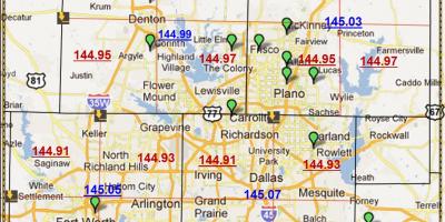 Dallas Texas zip-code kaart